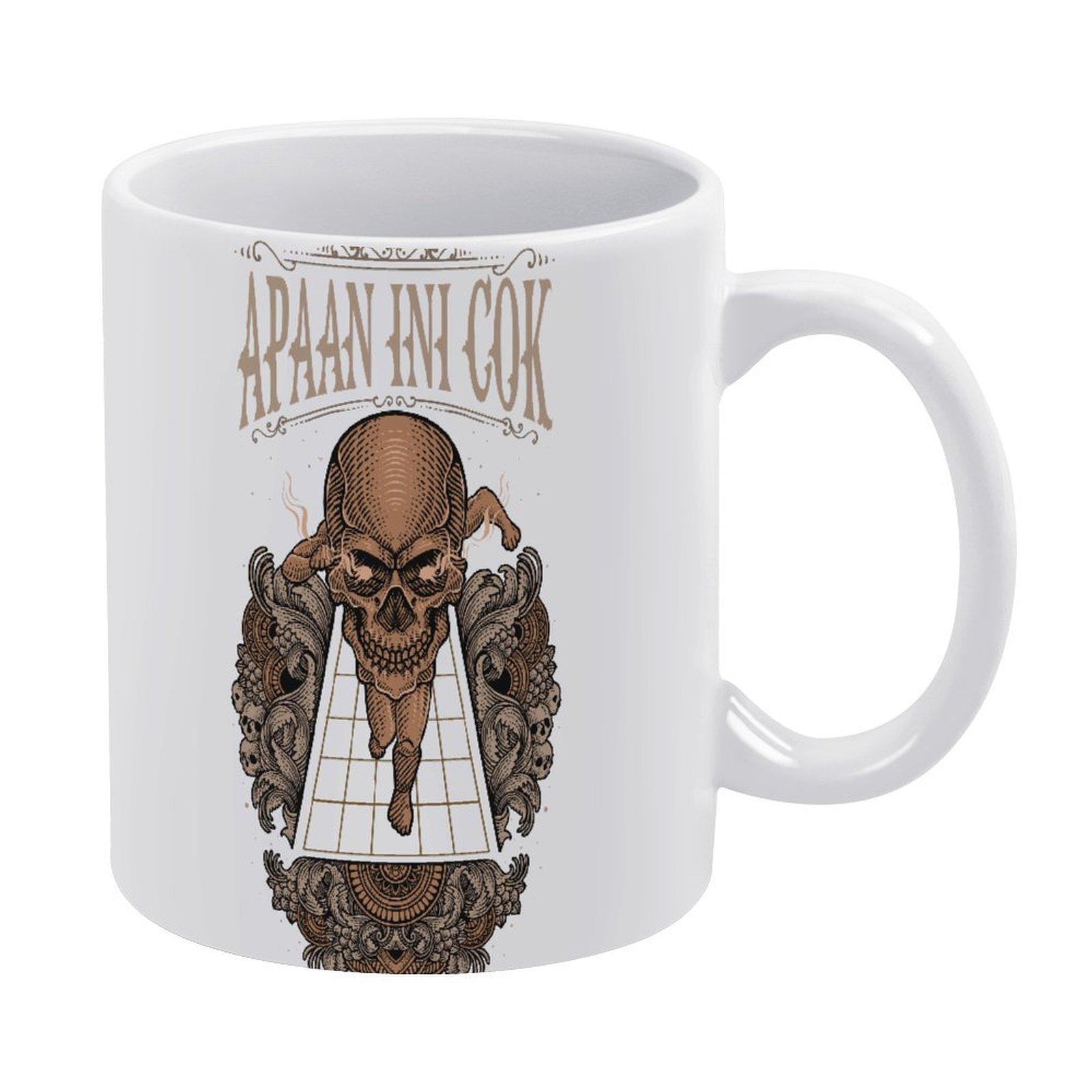 

11oz White Ceramic Coffee Mug with Double-Sided Printing, Heat-Resistant and Smooth, Ideal for Daily Beverage Enjoyment