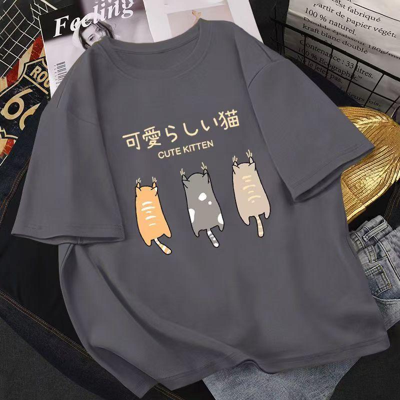 Cotton New Short-sleeved T-shirt Loose Large Size Women's Tops Summer Korean Version of The T-shirt Women