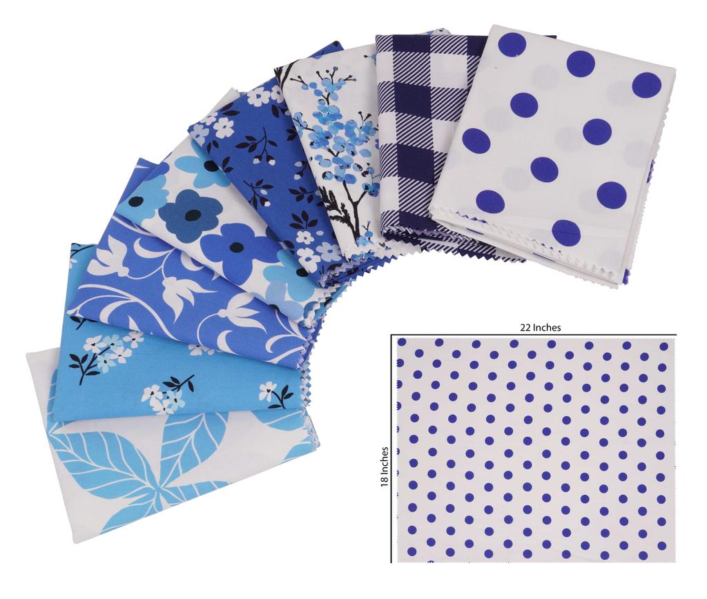 Soimoi 8 Pc Fat Quarter Bundle,  Basic Collection Of Floral & Geometrics  Print 18"x 22"  DIY Patchwork-  100  Cotton  Pre-Cut Quilting Fabric White &