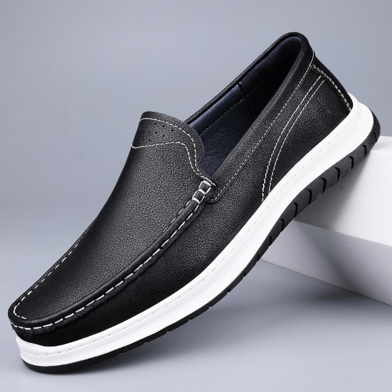 Fashion High Quality Men's Genuine Leather Loafers Handmade Male Slip On Shoes Classic Moccasins Casual Walking Flats Driving Footwear