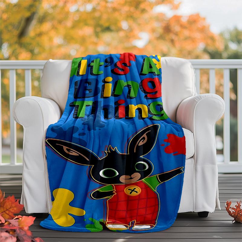 Bing Bunny Flannel Blanket Soft Warm All-Season Throw, Design for Camping, Car Travel, Hiking Sofa, Bed, Office Perfect Gift for Parties