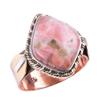 Natural Rhodonite Gemstone Handmade 925 Sterling Silver Two Tone Ring S.8 r1k32