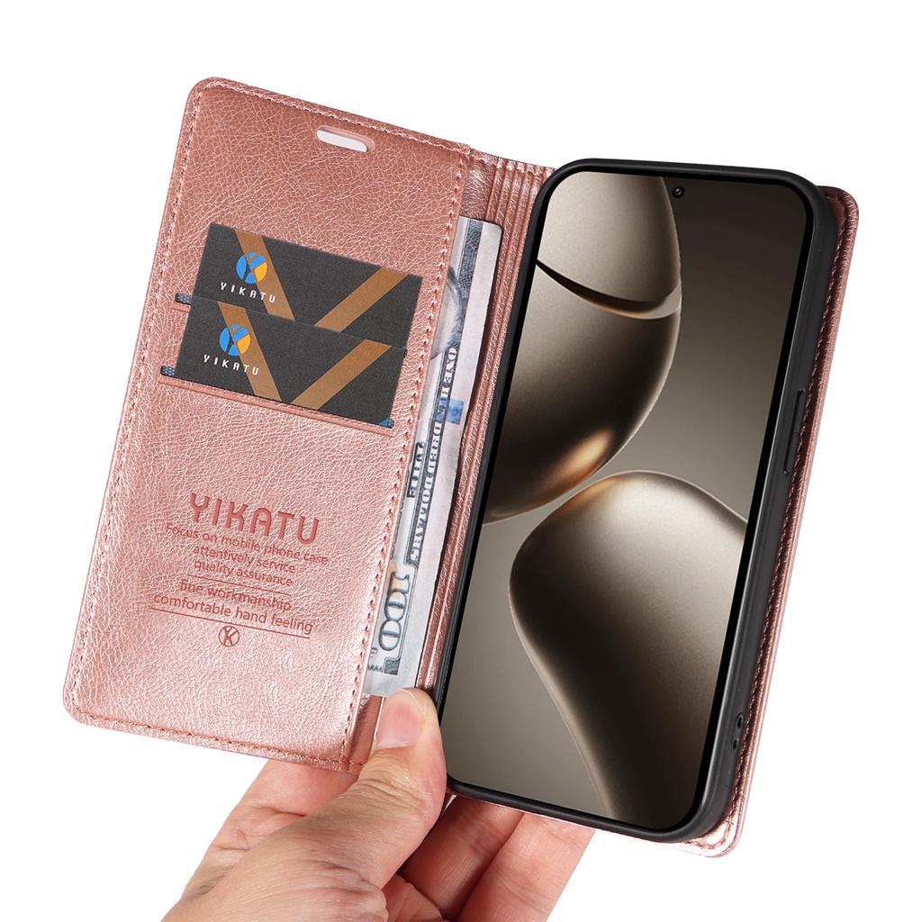 For Xiaomi 15T Pro Wallet Case YIKATU YK-006 Magnetic Closure Leather Phone Cover Litchi Texture
