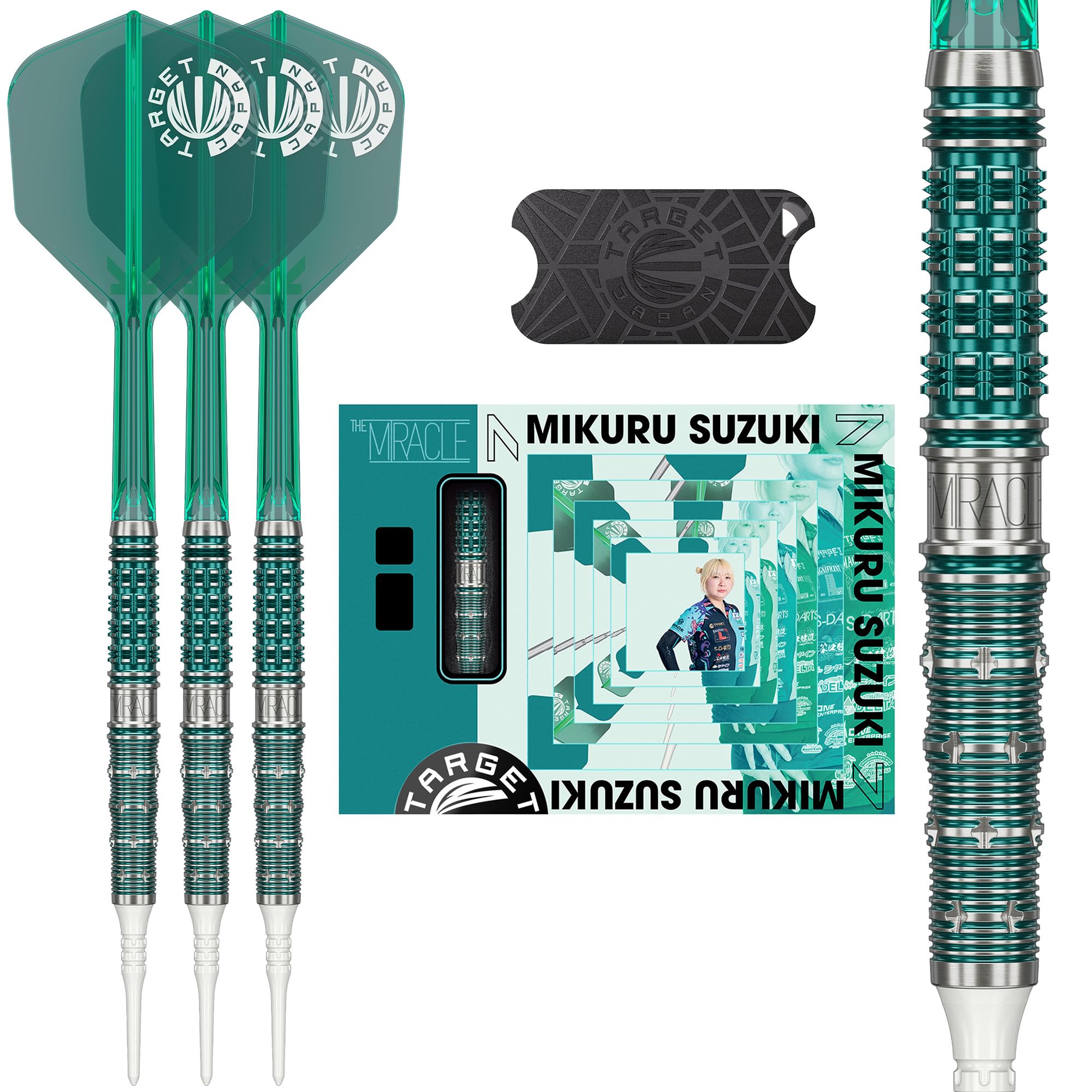 

Target Japan THE MIRACLE GEN7 Suzuki Mirai Tungsten 2BA Soft Tip Darts 6 Shape Flights and 2BA SOFT TIP DARTS Miracle 95% K-Flex Set, 21.5g, K-Flex
