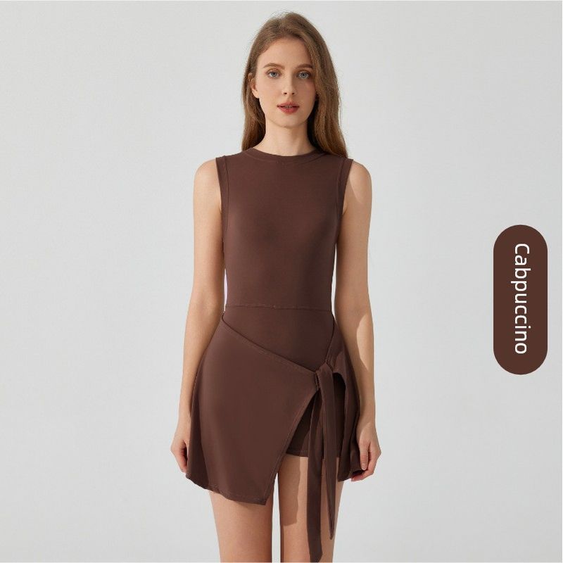 

Экспорт Комбинезон с эффектом «обнажённой кожи», плотно облегающий, с перекрещенными лямками, дышащий, быстросохнущий, визуально стройнящий, для тренировок, с красивой спиной, одежда для йоги, теннисная юбка, женский Cabpuccino XL