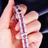 Fashion Red Ruby Bracelet for Women Simulated Gemstone Jewelry Rose Diamond Bangle