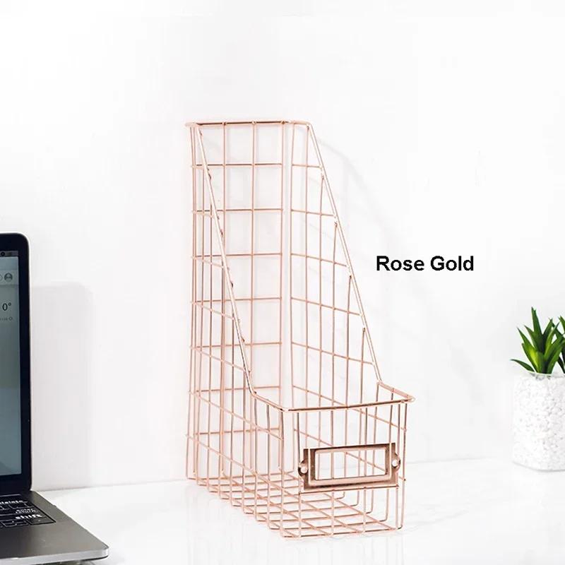 Desk Organizer Bedroom Wrought Iron Stationery Nordic Style Home Office Mesh Book Shelf File Holder Magazine Rack Management