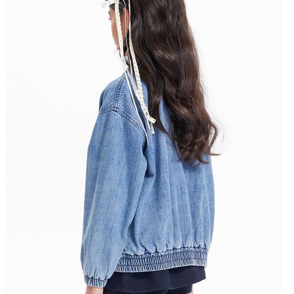Barry Banny Denim for Diagonal Loose Drop Shoulder Suitable for Elementary and Middle School and Size 130cm Kids' Jacket/Coat Girls, 80.2% Cotton,