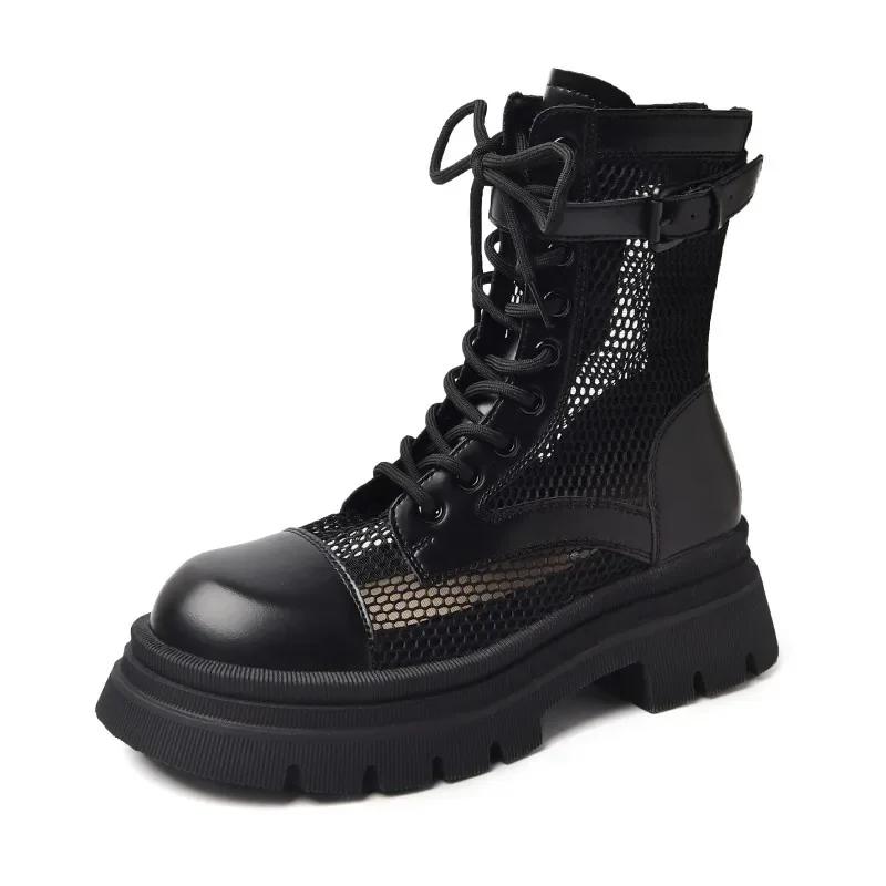2024 New Solid Color Thin Hollow Mesh Fashionable, Comfortable, Non Slip, Breathable, Wear-resistant Women's Short Cool Boots