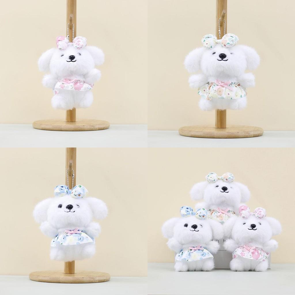 Plush Bowknot Dog Keychain Toy Pendant Stuffed Doll Cartoon Bag Decorations