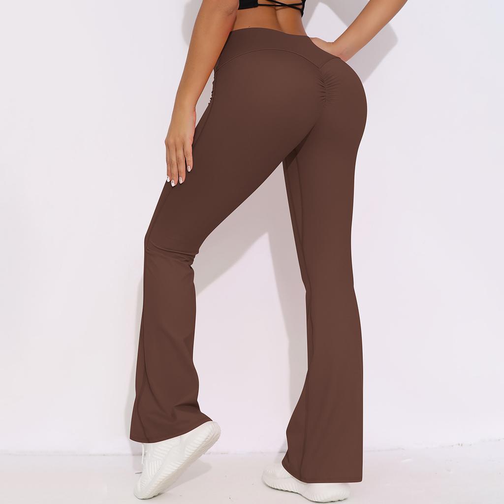 European and American Nude Wide-leg Tight Yoga Pants High Waist Hip Lift Quick-drying Micro-pull Pants Casual Sports Fitness Pants Flared Pants
