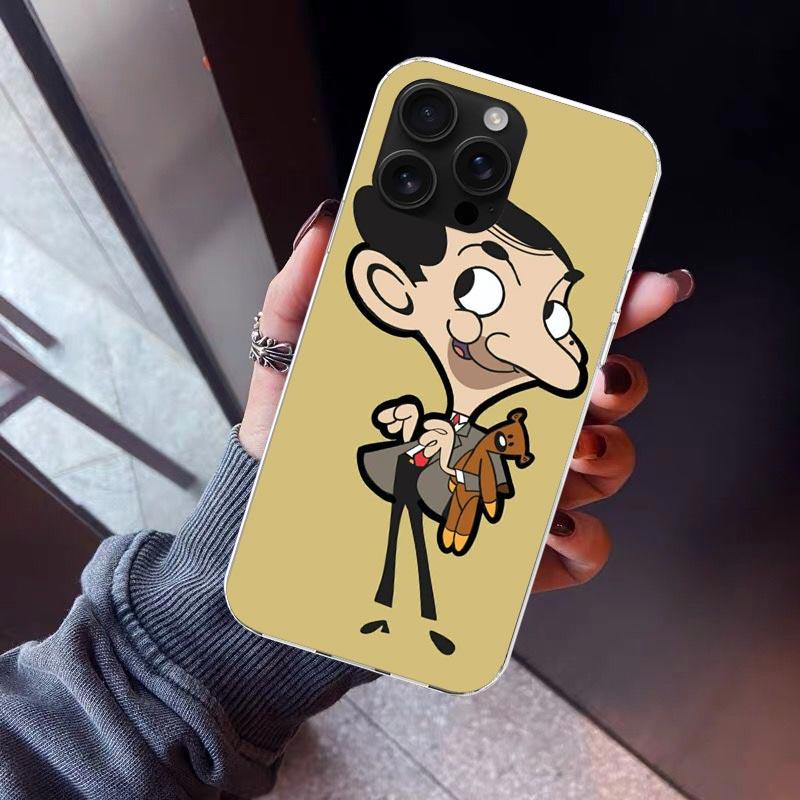 Kreslený kryt na telefon Mr. Bean pro iPhone 17 Air 16 15 Pro Max 14 Plus 13 Mini 12 11 Kryt 7 8 SE Silikonový obal Potisk Fundas 17 Air