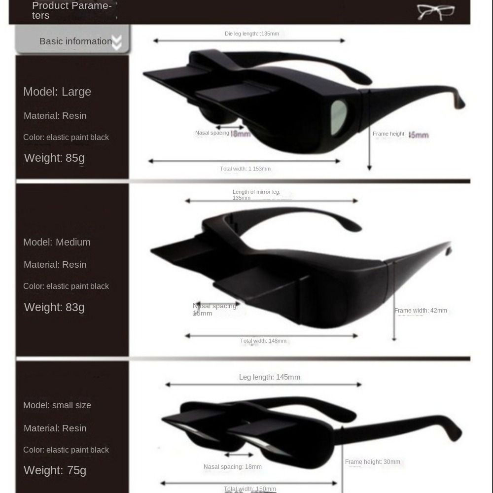Horizontal Type Lazy Glasses Creative Refractive Glasses Fashion Lying Down View  Men Women