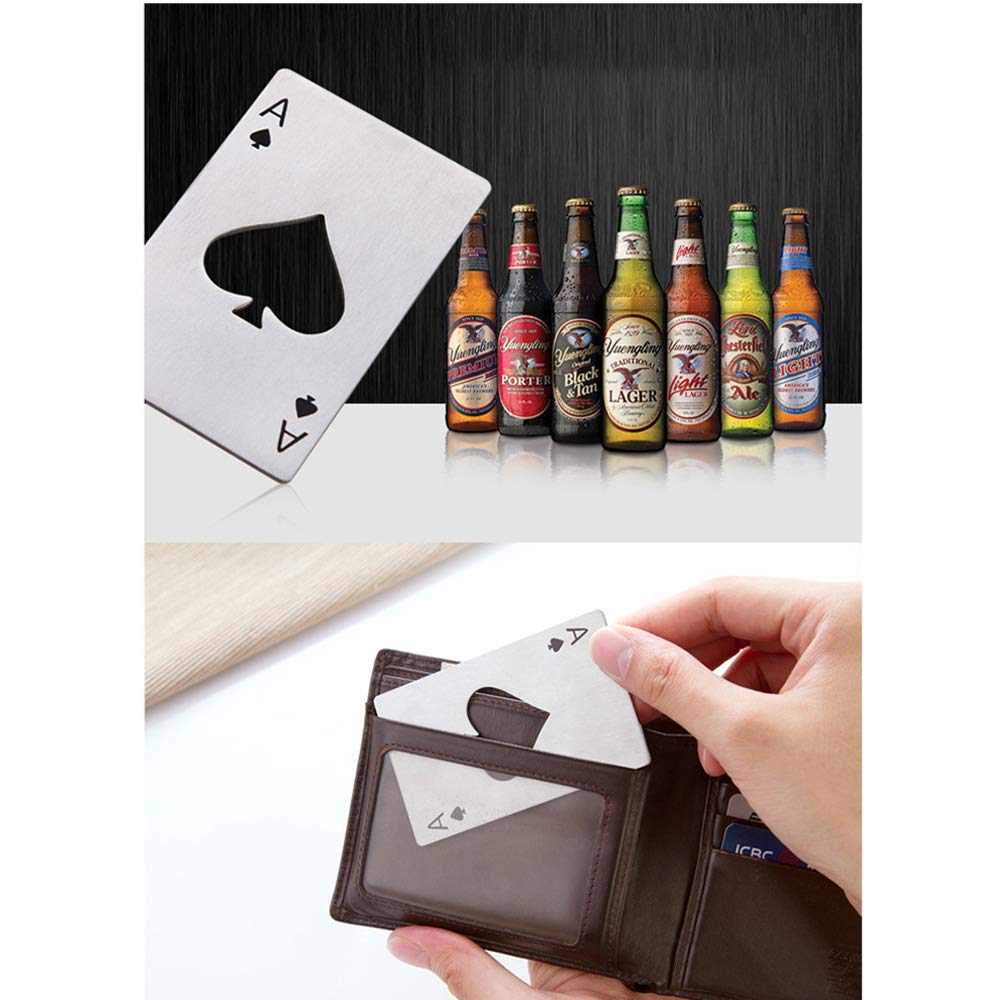 1Pcs Creative Poker Shaped Bottle Can Opener Stainless Steel Credit Card Size Bar Restaurant Beer Metal Opening Tool Gift