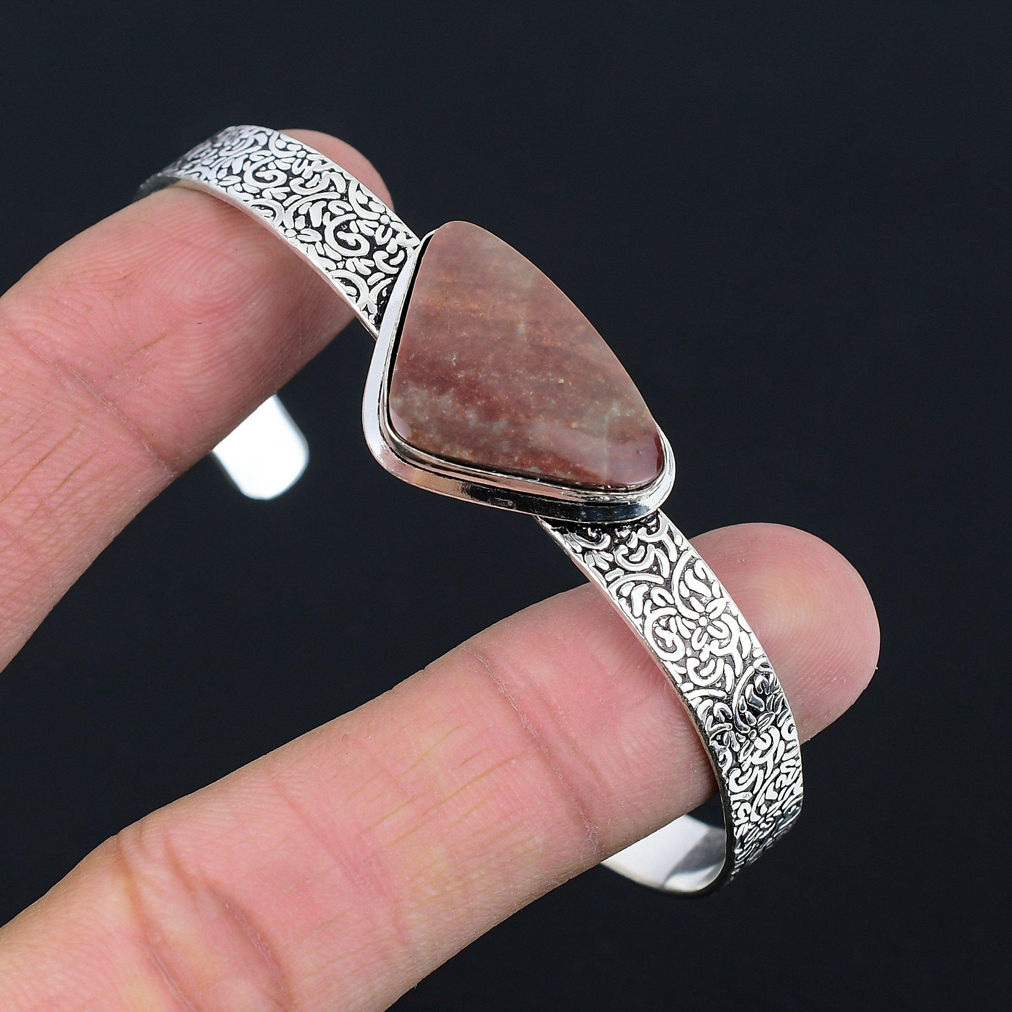 

Mothers day Sale 925 Silver Landscape Jasper Gemstone Unique Wife Bangle Jewelry Adjustable