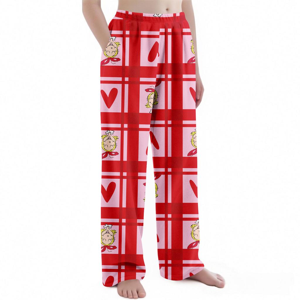 Dětské vánoční kalhoty s potiskem plyšové ležérní kalhoty