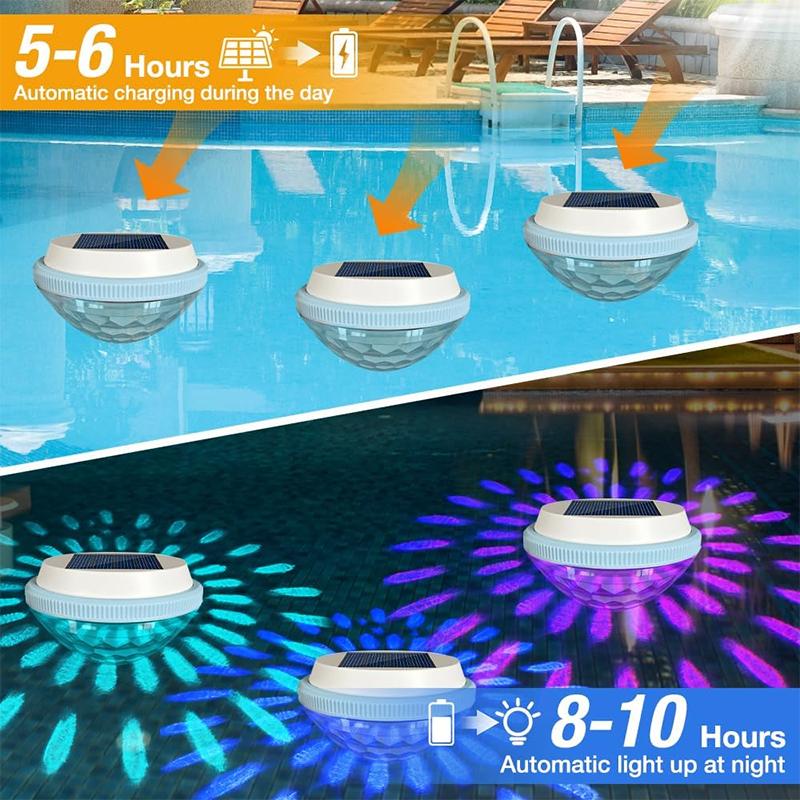 Zonne-drijvende zwembadverlichting, waterdichte vijverlampen met RGB-kleurwisseling voor decoratie van zwembaden, tuinpaden
