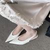 Fashion SUOJIALUN 2025 Spring New Brand Women Sandal Fashion Shallow Slip On Ladies Elegant Dress Single Shoes Low Wedge Heel Mules Shoe