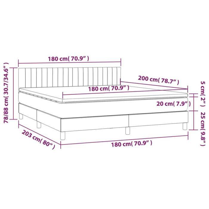 VidaXL Sommier à Lattes de Lit avec Matelas et LED, Lit Rembourré, Lit Double, Lit Adulte de Chambre à Coucher Intérieur, 3134537