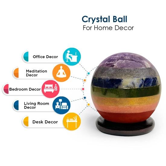 Healing Crystal 7 Spherical Balls of the Seven Chakras Feng Shui 7 Crystal Stone Spherical Balls of the Chakras 7