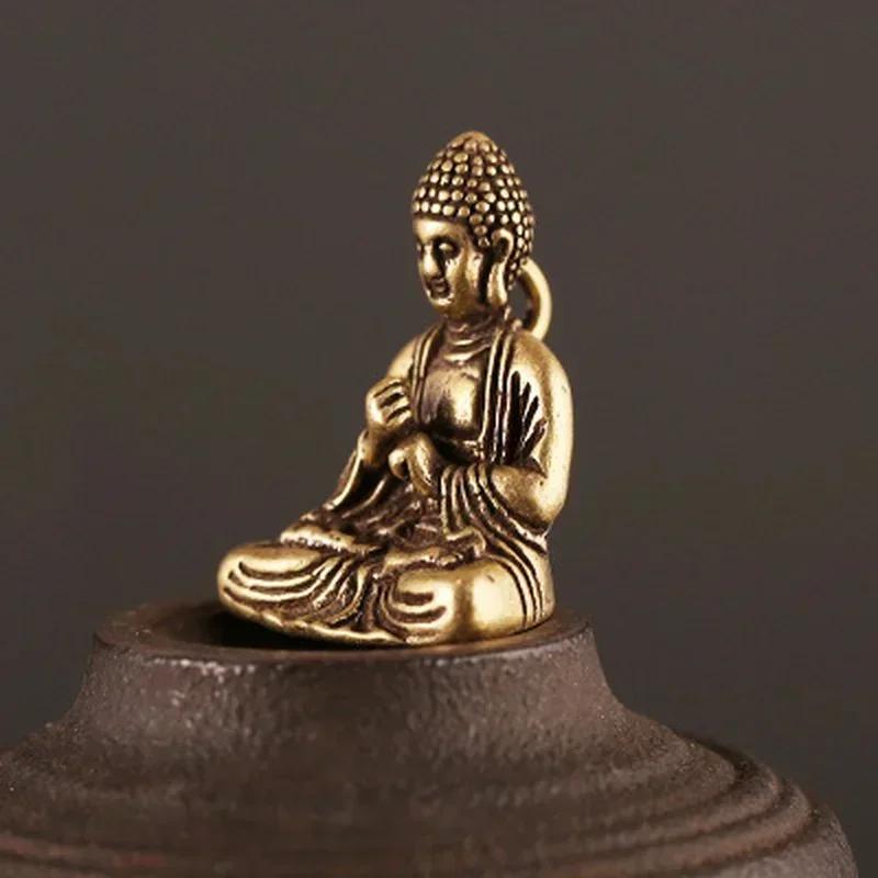 Mini Tragbare Vintage Messing Buddha Statue Taschen-Sitzende Buddha Figur Skulptur Heim Büro Schreibtisch Dekorative Ornament Miniaturen