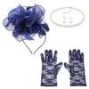 Lady Fascinators Headband Elegant Pearls Opera Necklace Earrings Lace Gloves Set 1920s Versatile Headwear