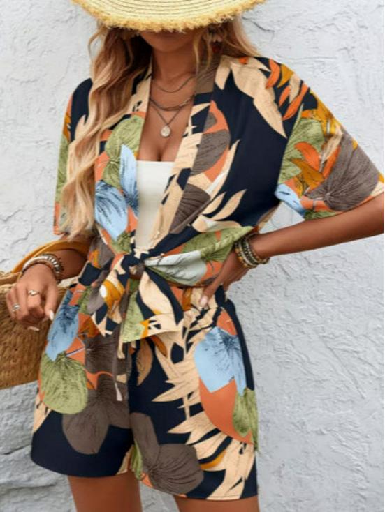 2026 Cross-border Bohemian Short-Sleeve Top & Shorts Set - Strapless Spring/Summer Style
