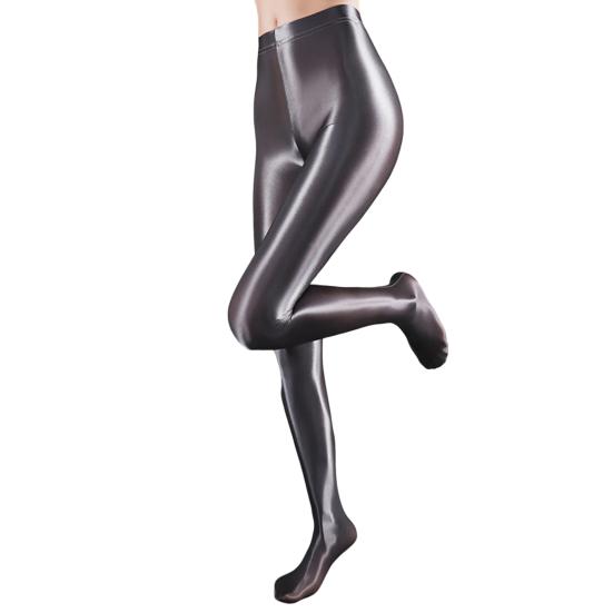 Stage Performance Leggings Glossy Shiny High Waist Fitness with Socks Stage Show Skinny Smooth Surface Yoga Trousers Women Clothing
