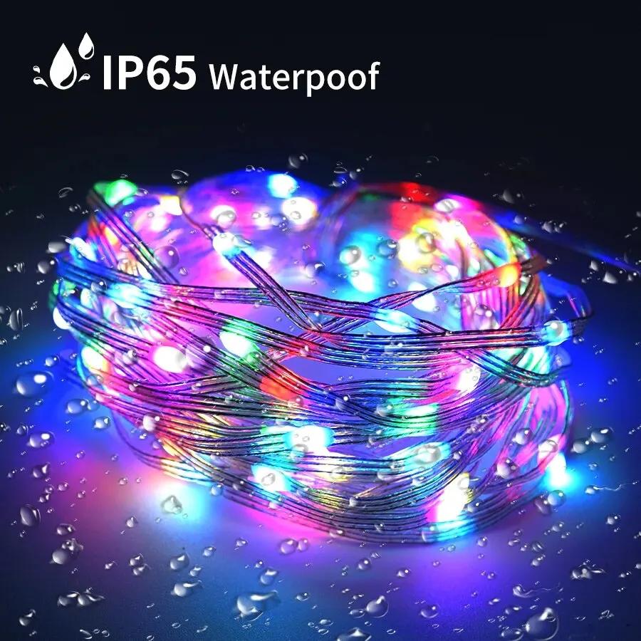 5V USB RGBIC Fairy String Light 20/15/10M Christmas Light With Bluetooth APP and Remote Control For Xmas Tree Garland Decoration