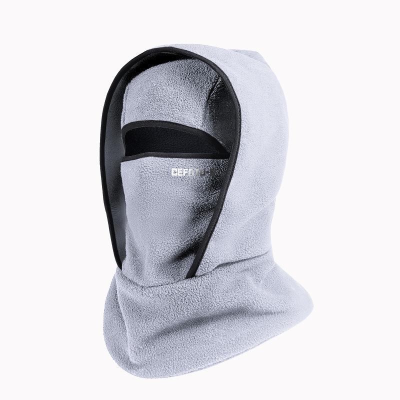 

Winter Warm Hat Scarf Face Mask Hat 3 in One Outdoor Skiing Riding Windproof Warm Hat Riding Mask Fleece Cycling Cap Cold-proof Free size светло-серый