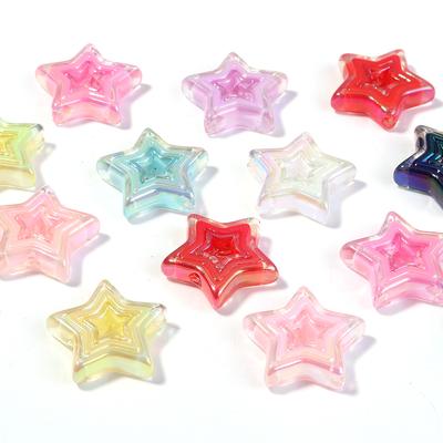 10 Stück Acryl Sternperlen Beschichtete Farbe Hohl Lose Abstandshalter Perlen Für Schmuckherstellung DIY Halskette Armband Handy Schlüsselanhänger Zubehör