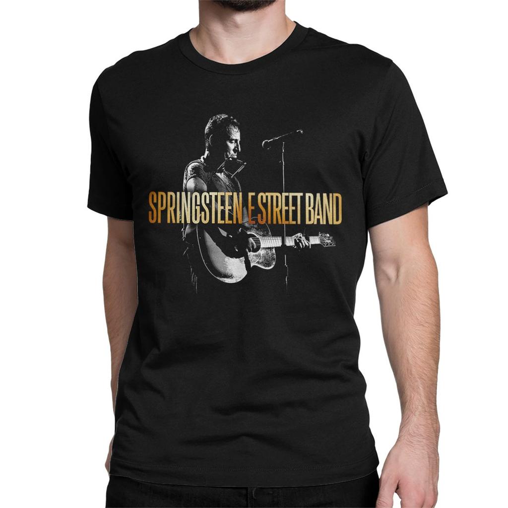 Men T-Shirts Bruces The E Street Band Springsteens Fashion 100% Cotton Tees Short Sleeve T Shirt Crew Neck Clothing Big Size