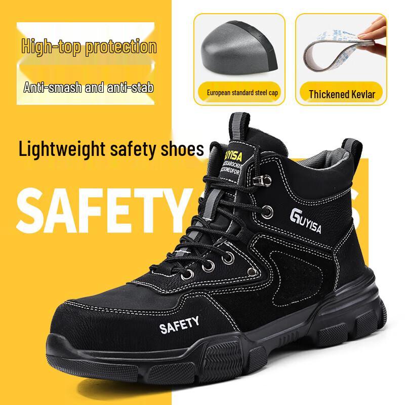 Weierdun Men s Steel Toe High-Top Work Safety Shoes 0265BK 40
