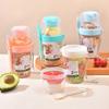 Portable Double Layer Salad Cup Leak Proof Seal Convenient Design for Travel Meals Office School Outdoors Activity