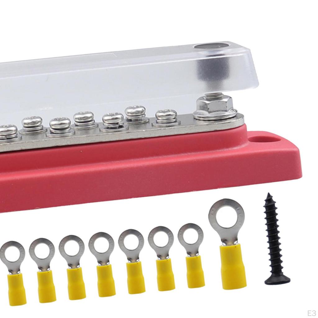 10 Terminal Bus Bar Kit Dustproof Replaces Parts Easily Install Professional with Cover AC 110-300V