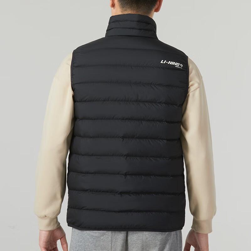 Li Ning Badminton Series Solid Color Training Warm Casual Down Vest Unisex Vests Black AMRT019-1