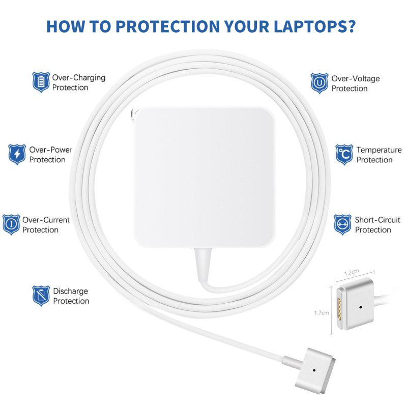 EU/US 85W 60W 45W Power Adapter Fast Charging with Magsafe 1/2 Cable for Macbook A1465 A1466 A1278 A1369 A1502  A1398 L/T Tip Charger for Mac Laptop