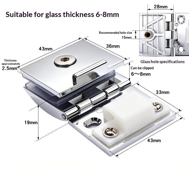 1 Piece Glass Door Hinge Half Cover Intemal Or Extemal Black Display Wine Cabinet Bathroom Storage Cabinet Clamp Hinge Need Hole