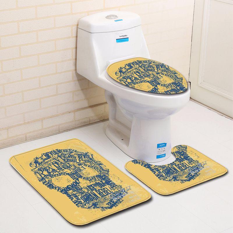 3D Personalized Bathroom Toilet Three-Piece Floor Mat Doormat Bathroom Carpet