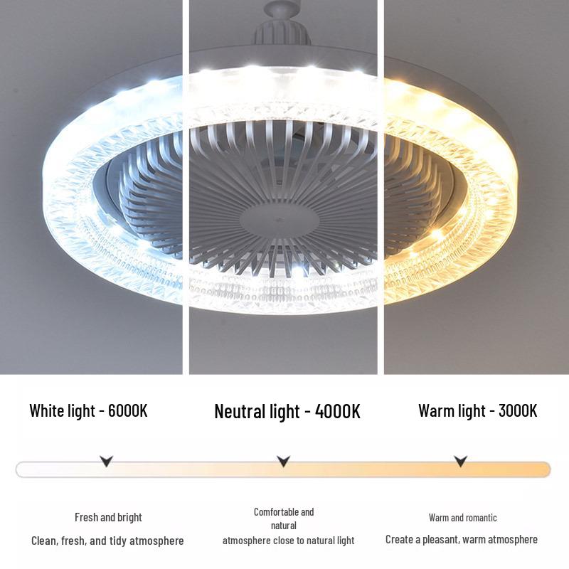 E27 Universal Crystal Fan Chandelier with Smart Remote Control for Home, Bedroom, Kitchen