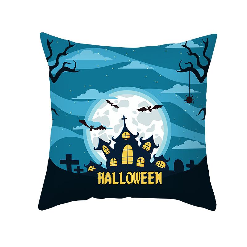Halloween Pillow Case Cartoon Pumpkin Head Castle Peach Velvet Cushion Home Furnishings