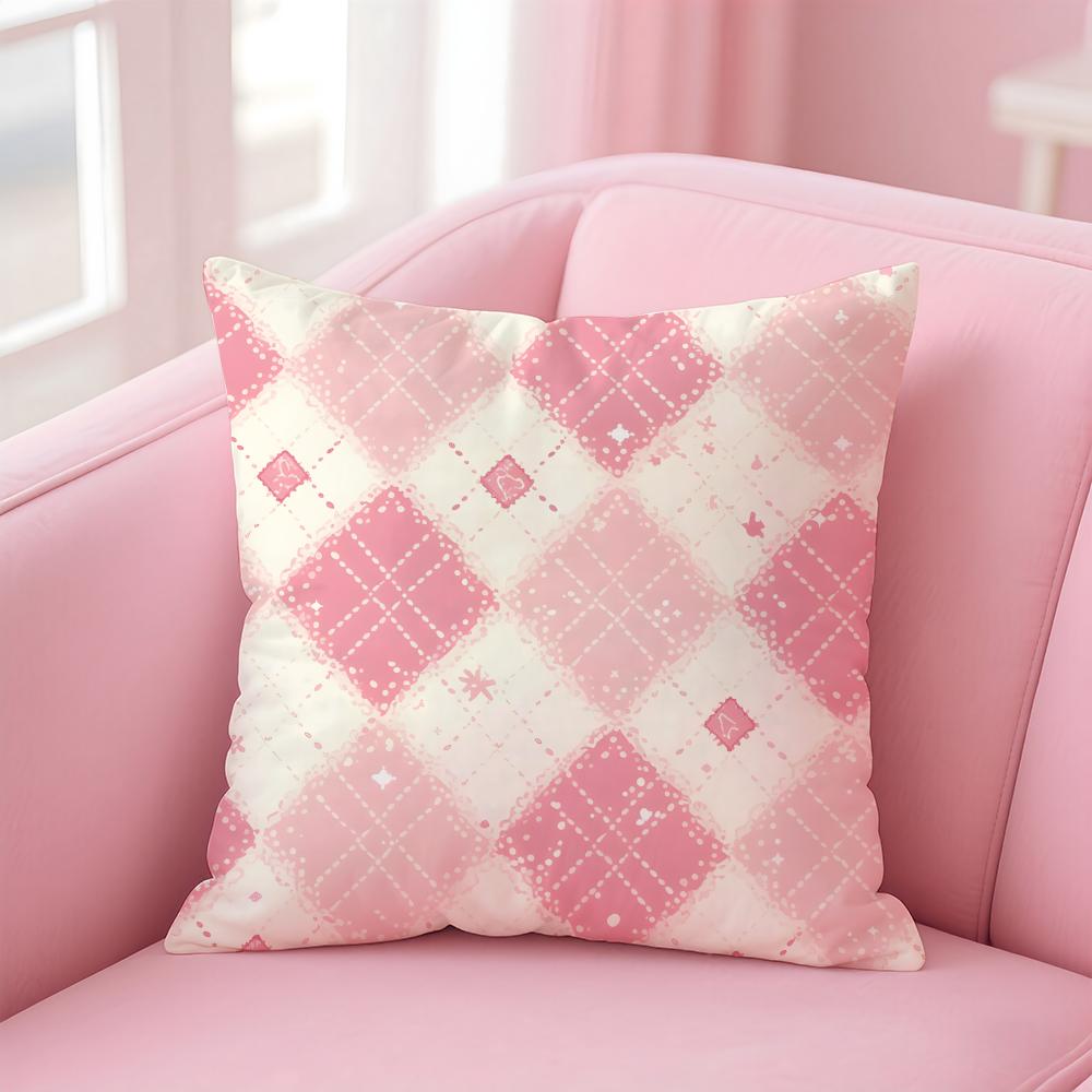 Colorful checkered pattern Cushion Cover Pillow Case Soft Skin Friendly Fabric Comfort Concealed Zipper