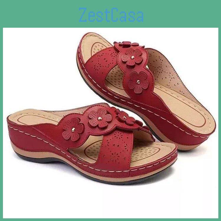 Flower Shoes Women Slippers Summer Wedges Platform Flip Flops Beach Ladies Slides Party Sandals