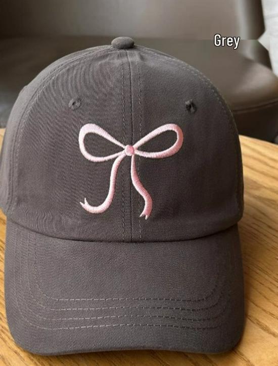 Korean Style Pink Bow Baseball Cap for Girls - Cute, Sweet, Versatile, Soft Crown, Peaked Hat