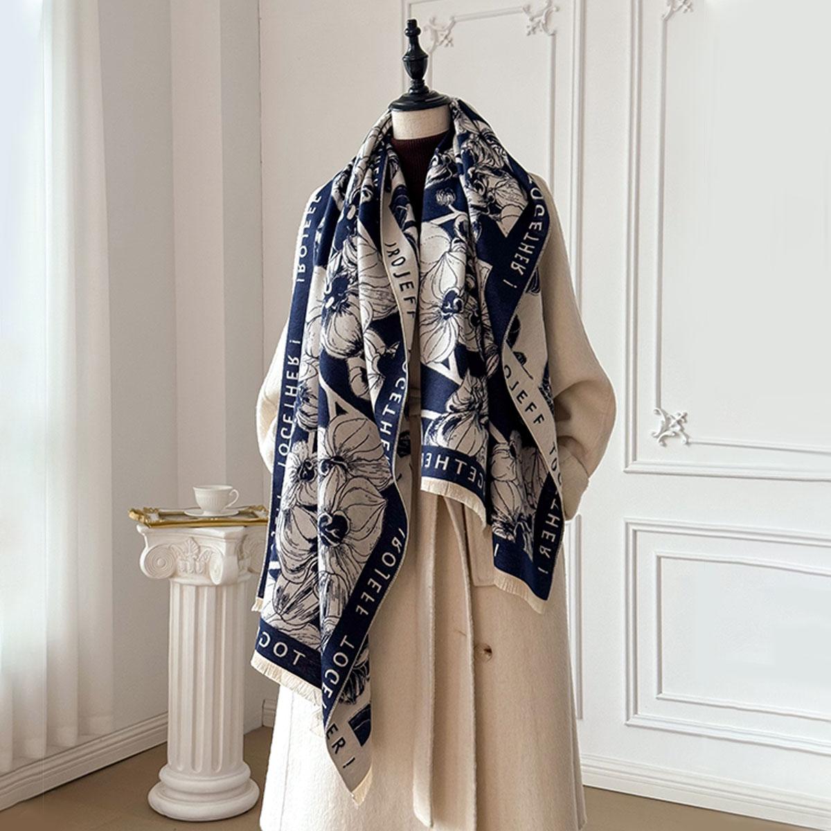 

New Elegant Ladies Two-Sided Jacquard Pashmina Cashmere Scarf Winter Thick Warm Coldproof Windproof Shawl Blanket