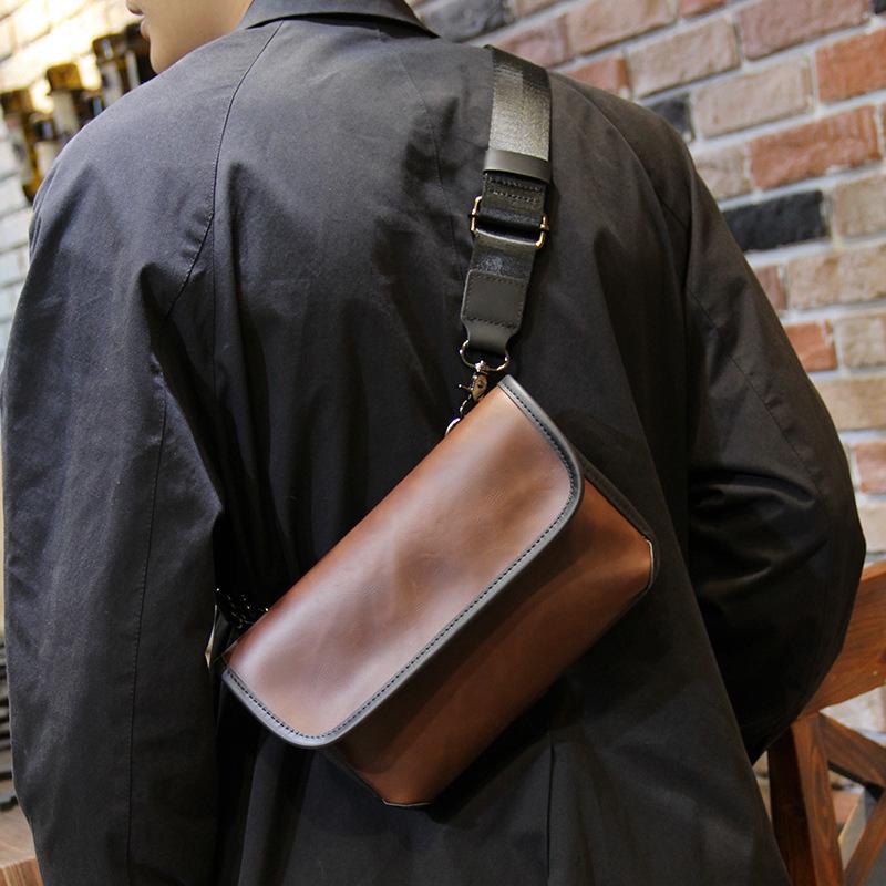 Men's plaid shoulder bag trendy messenger bag boys street fashion satchel student small bag personalized messenger bag new
