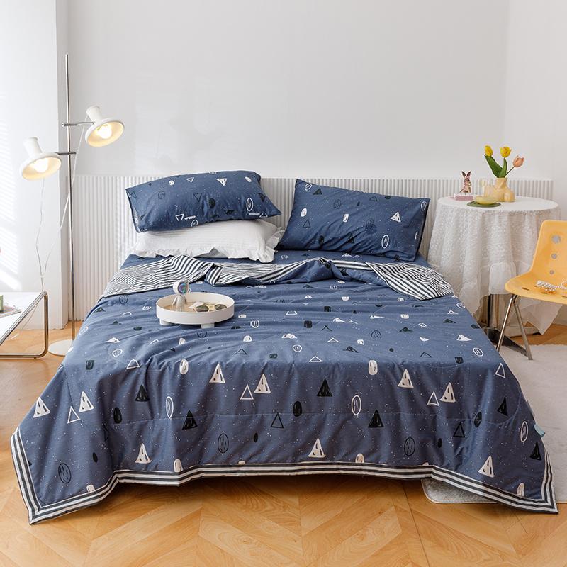 Bohemian Style Flower Leaves Summer Quilt 100% Cotton Skin-friendly Soft Breathable Air Conditioning Thin Quilt Machine Washable