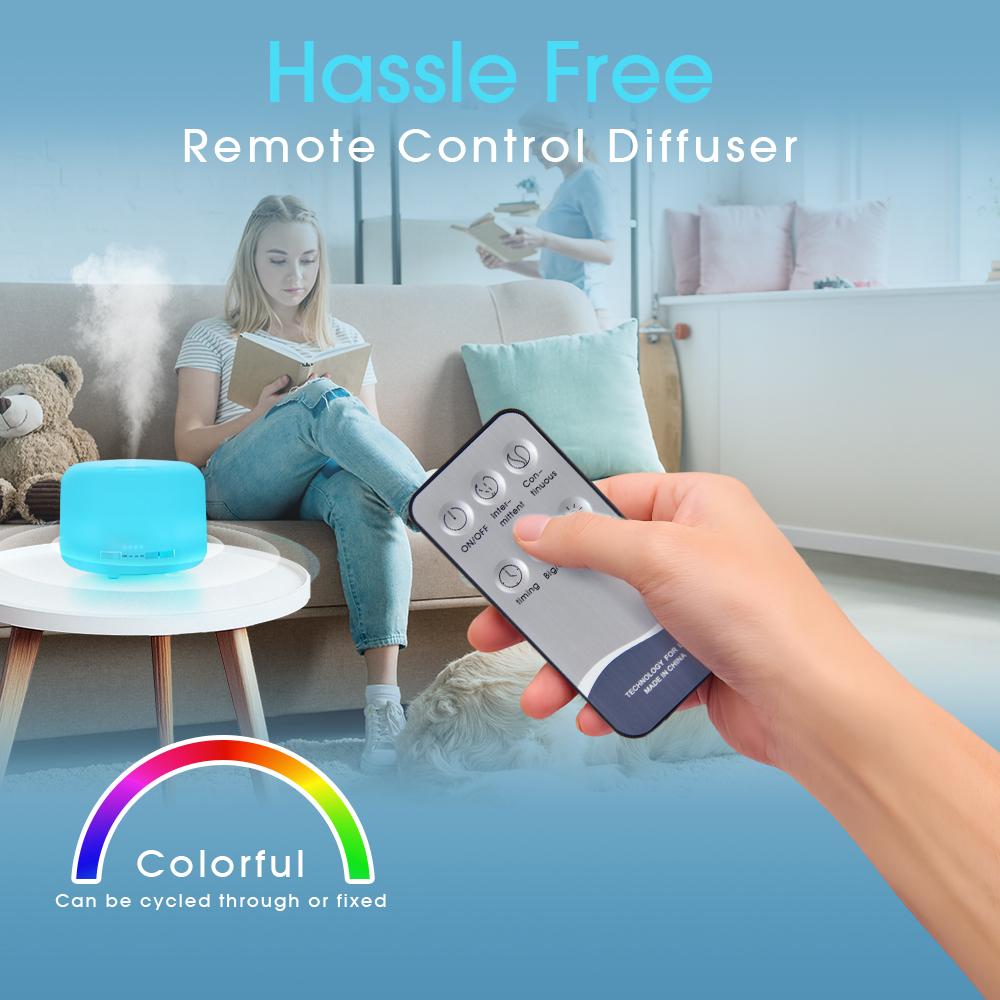 500ML Remote Control Humidifier Aroma Diffuser with Colorful LED Light Ultra Quiet Air Humidifier for Bedroom Home Office Yoga