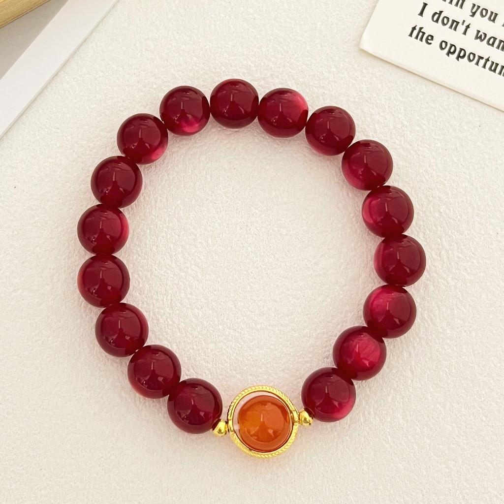 Women Bracelet Handmade 10mm Round Resin Stone Bangles DIY Beaded Charms