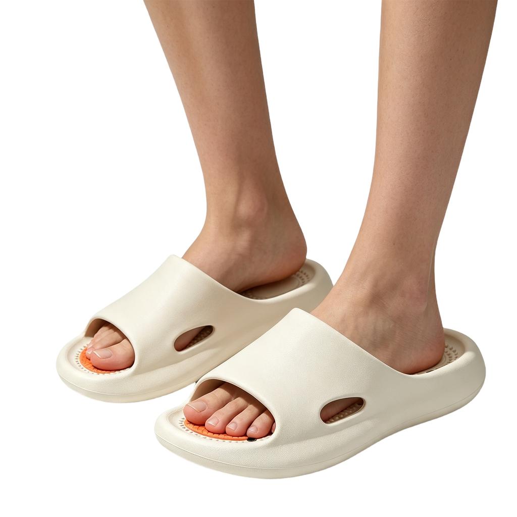 Women's Quick-Dry Shower Slippers with Drainage Holes, Non- and Foot Massage Bed, Comfortable Bath Sandals